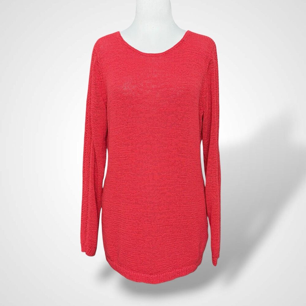 Rachel Zoe Karla Coral Pink Sweater Pullover Women Size XL Cotton Blend